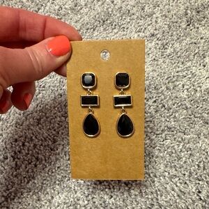 Loft Elegant Black and Gold Drop Earrings